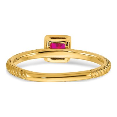 14K Yellow Gold Ruby Square Bezel Ring – view 6