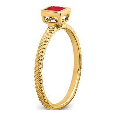 14K Yellow Gold Ruby Square Bezel Ring – view 7