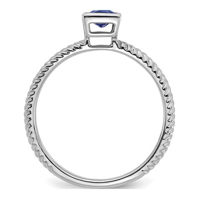 14K White Gold Sapphire Bezel Ring – view 3