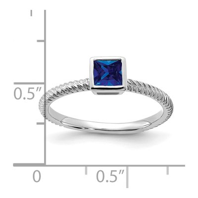 14K White Gold Sapphire Bezel Ring – view 4