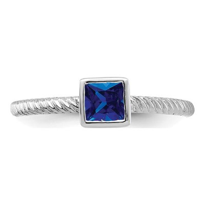 14K White Gold Sapphire Bezel Ring – view 6
