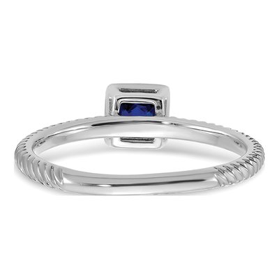 14K White Gold Sapphire Bezel Ring – view 7