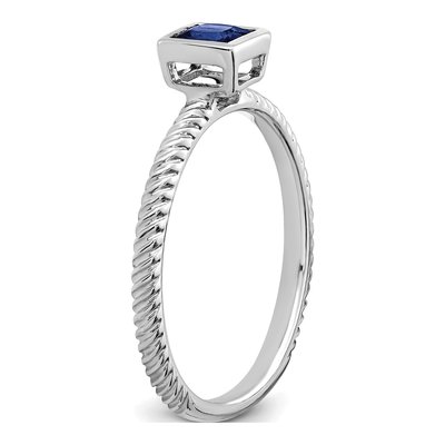 14K White Gold Sapphire Bezel Ring – view 8