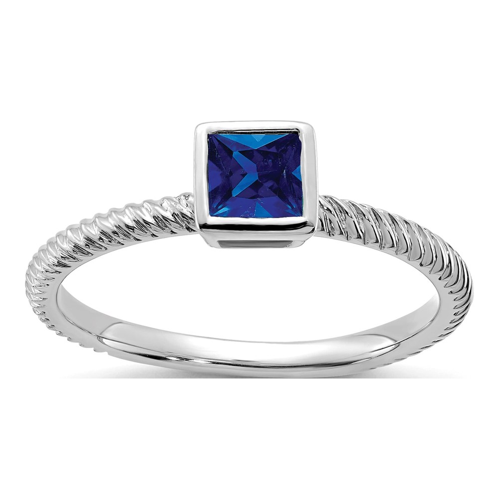 14K White Gold Sapphire Bezel Ring