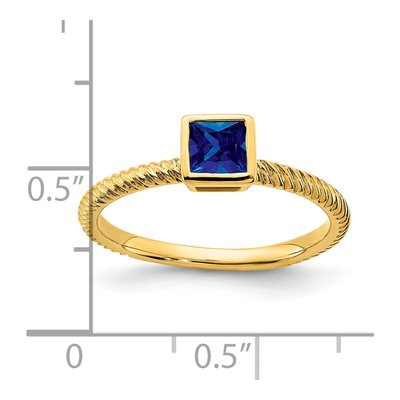 14K Yellow Gold Sapphire Bezel Ring – view 3