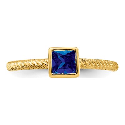 14K Yellow Gold Sapphire Bezel Ring – view 5