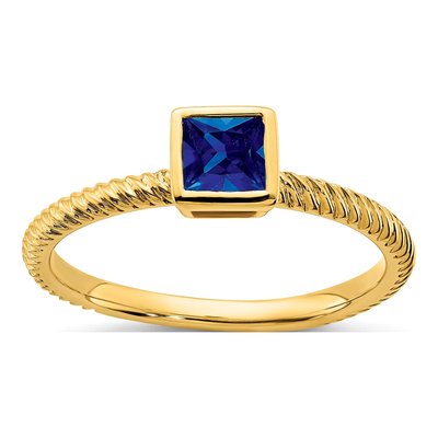 14K Yellow Gold Sapphire Bezel Ring