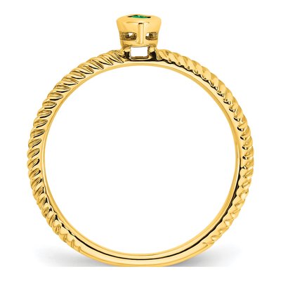 14K Yellow Gold Emerald Marquise Bezel Ring – view 2