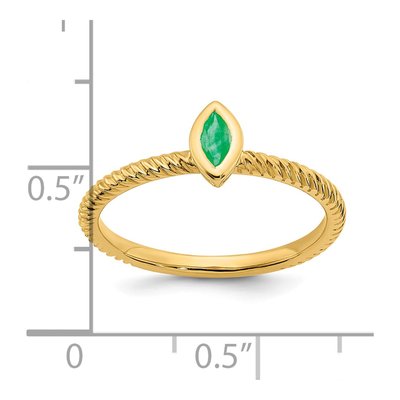 14K Yellow Gold Emerald Marquise Bezel Ring – view 3
