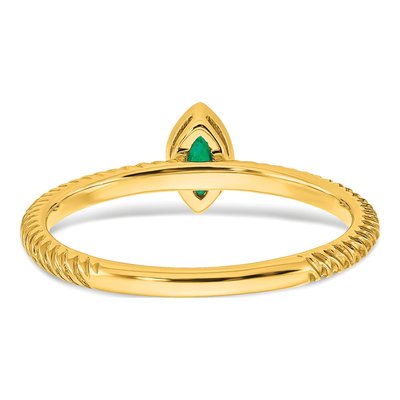 14K Yellow Gold Emerald Marquise Bezel Ring – view 6