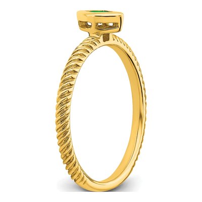 14K Yellow Gold Emerald Marquise Bezel Ring – view 7