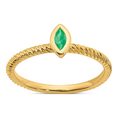 14K Yellow Gold Emerald Marquise Bezel Ring