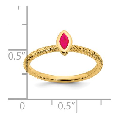 14K Yellow Gold Ruby Marquise Bezel Ring – view 3