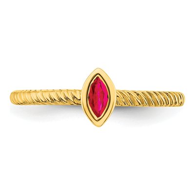 14K Yellow Gold Ruby Marquise Bezel Ring – view 5