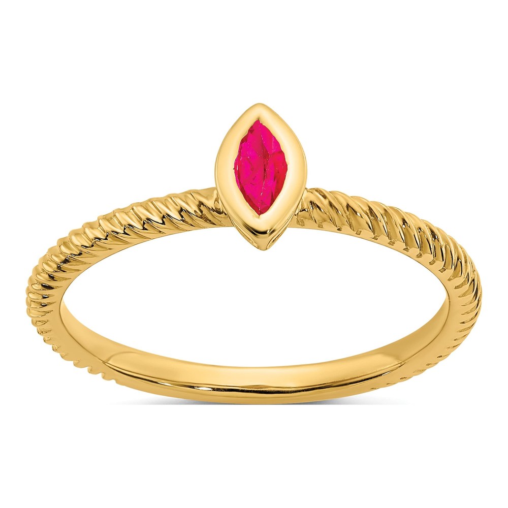 14K Yellow Gold Ruby Marquise Bezel Ring