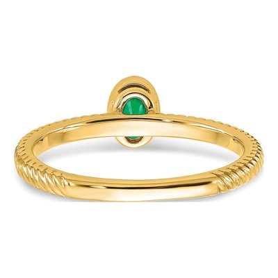 14K Yellow Gold Emerald Oval Bezel Ring – view 7