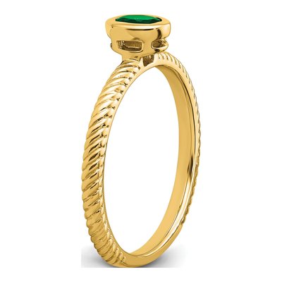 14K Yellow Gold Emerald Oval Bezel Ring – view 8