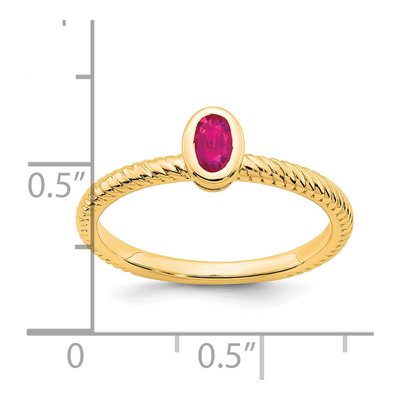 14K Yellow Gold Ruby Oval Bezel Ring – view 3