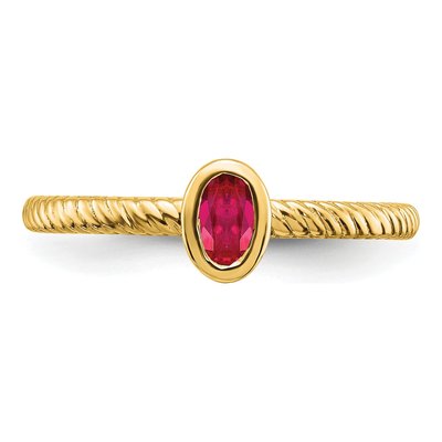 14K Yellow Gold Ruby Oval Bezel Ring – view 5