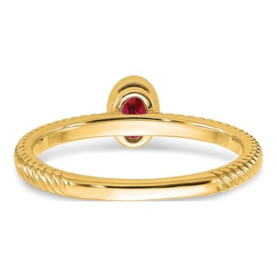 14K Yellow Gold Ruby Oval Bezel Ring – view 6