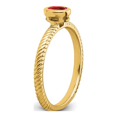 14K Yellow Gold Ruby Oval Bezel Ring – view 7