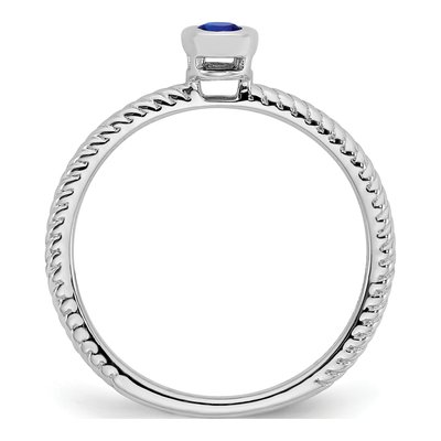 14K White Gold Sapphire Oval Bezel Ring – view 3