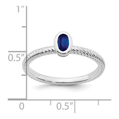 14K White Gold Sapphire Oval Bezel Ring – view 4