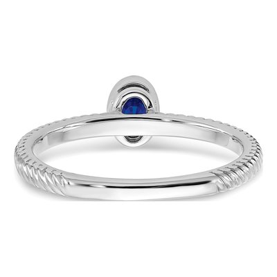14K White Gold Sapphire Oval Bezel Ring – view 7