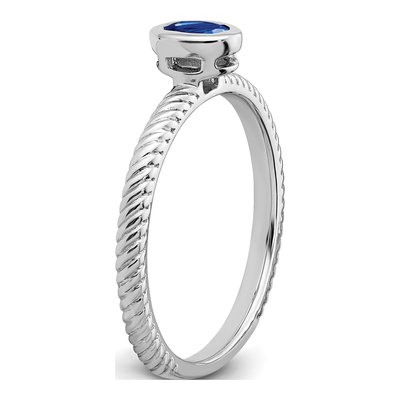 14K White Gold Sapphire Oval Bezel Ring – view 8