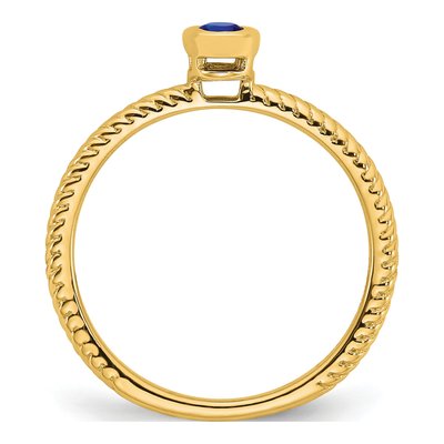 14K Yellow Gold Sapphire Oval Bezel Ring – view 3