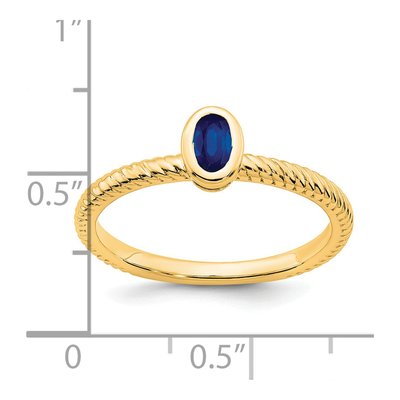 14K Yellow Gold Sapphire Oval Bezel Ring – view 4