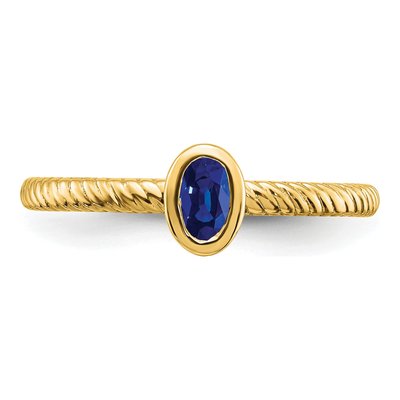 14K Yellow Gold Sapphire Oval Bezel Ring – view 6