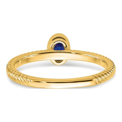 14K Yellow Gold Sapphire Oval Bezel Ring – view 7