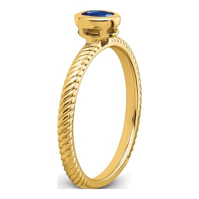 14K Yellow Gold Sapphire Oval Bezel Ring – view 8