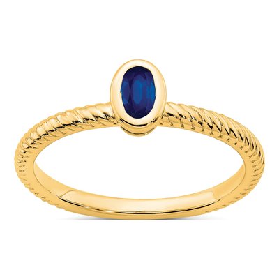 14K Yellow Gold Sapphire Oval Bezel Ring