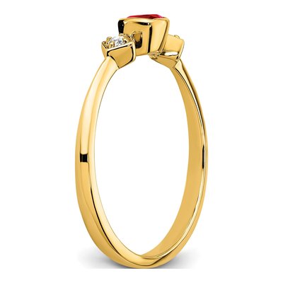 14K Yellow Gold 1/20 ct tw Ruby & Diamond Cushion Ring – view 3