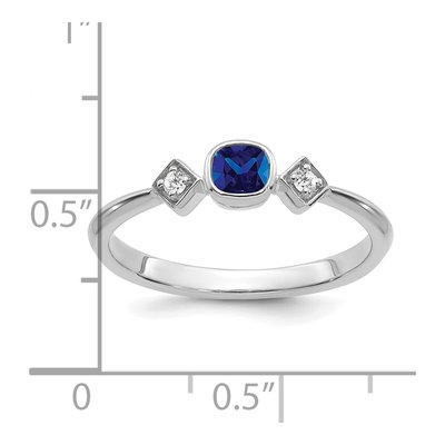 14K White Gold 1/20 ct tw Sapphire & Diamond Cushion Ring – view 2