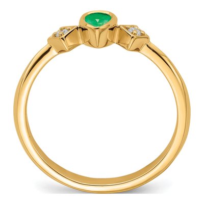 14K Yellow Gold 1/20 ct tw Emerald & Diamond Pear Ring – view 2