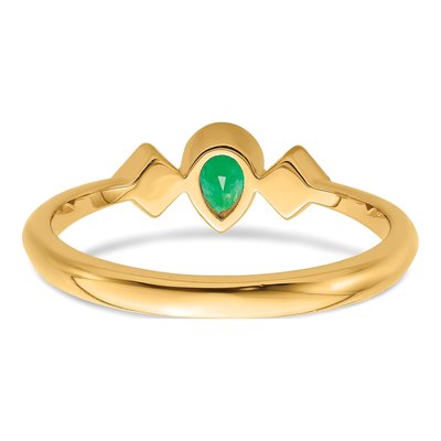 14K Yellow Gold 1/20 ct tw Emerald & Diamond Pear Ring – view 6