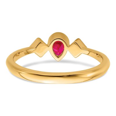 14K Yellow Gold 1/20 ct tw Ruby & Diamond Pear Ring – view 6