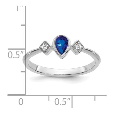 14K White Gold 1/20 ct tw Sapphire & Diamond Pear Ring – view 3