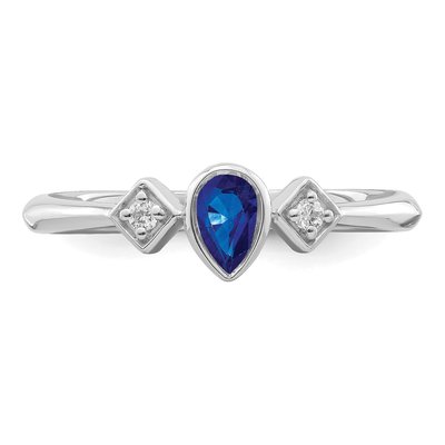 14K White Gold 1/20 ct tw Sapphire & Diamond Pear Ring – view 5