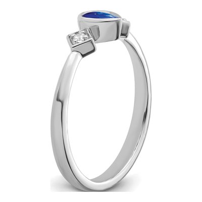 14K White Gold 1/20 ct tw Sapphire & Diamond Pear Ring – view 7