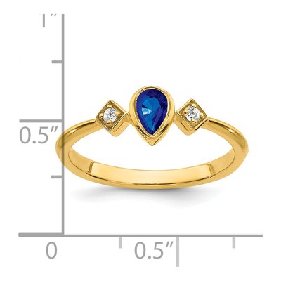 14K Yellow Gold 1/20 ct tw Sapphire & Diamond Pear Ring – view 3