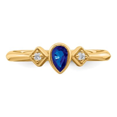 14K Yellow Gold 1/20 ct tw Sapphire & Diamond Pear Ring – view 5