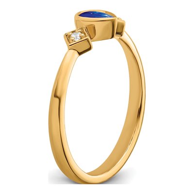 14K Yellow Gold 1/20 ct tw Sapphire & Diamond Pear Ring – view 7