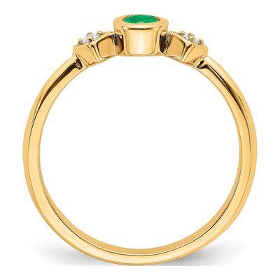 14K Yellow Gold 1/20 ct tw Emerald & Diamond Oval Ring – view 2