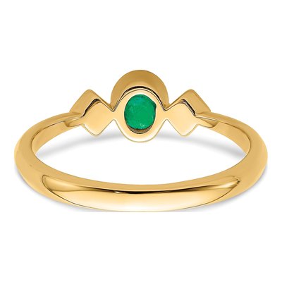 14K Yellow Gold 1/20 ct tw Emerald & Diamond Oval Ring – view 6