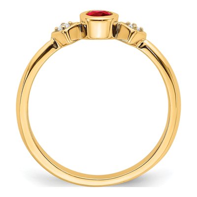 14K Yellow Gold 1/20 ct tw Ruby & Diamond Oval Bezel Ring – view 2