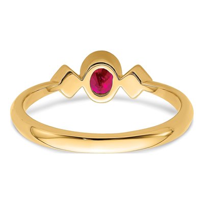 14K Yellow Gold 1/20 ct tw Ruby & Diamond Oval Bezel Ring – view 6